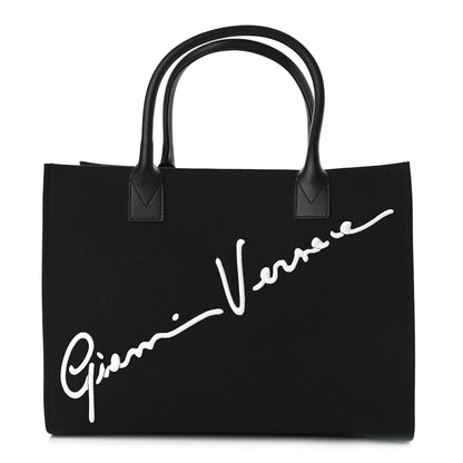 Versace Canvas Suppler Calfskin Cabas GV Signature Tote Black 1 of 8