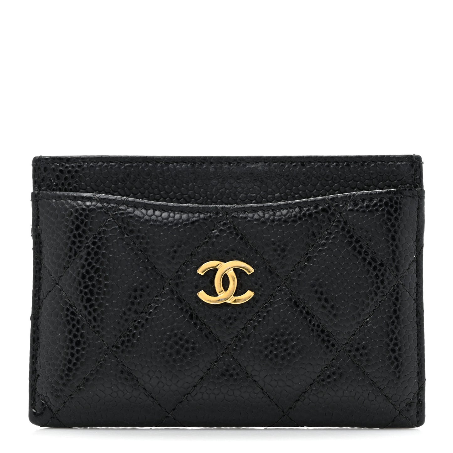 Caviar Quilted Card Holder Black