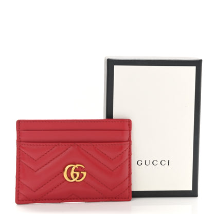Gucci Calfskin Matelasse GG Marmont Card Holder Hibiscus Red 7 of 7