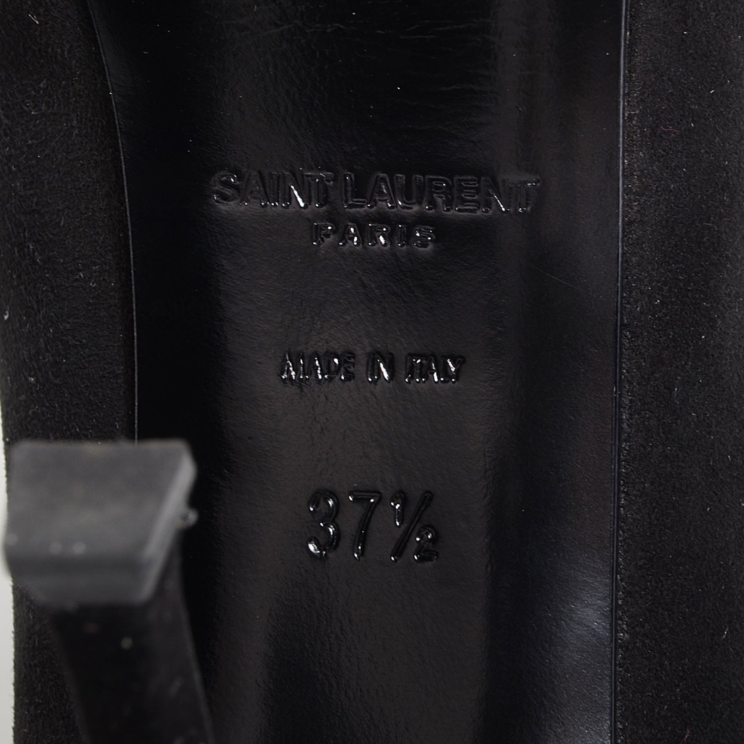 Saint Laurent Suede Patent Leather Tribtoo 80 Cap Toe Pumps 37.5 Black 6 of 7