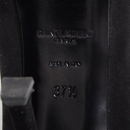 Saint Laurent Suede Patent Leather Tribtoo 80 Cap Toe Pumps 37.5 Black 6 of 7