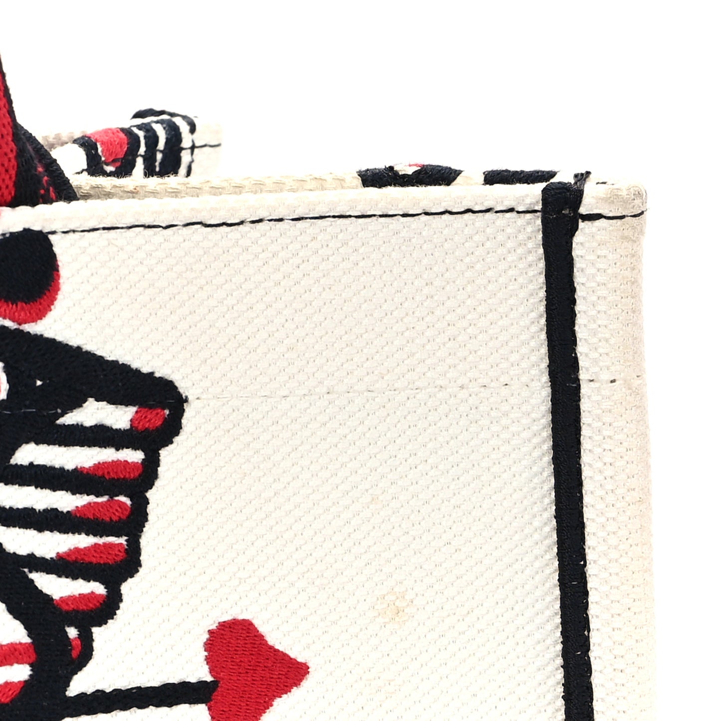 Canvas Embroidered Medium Cupidon Book Tote Latte Multicolor