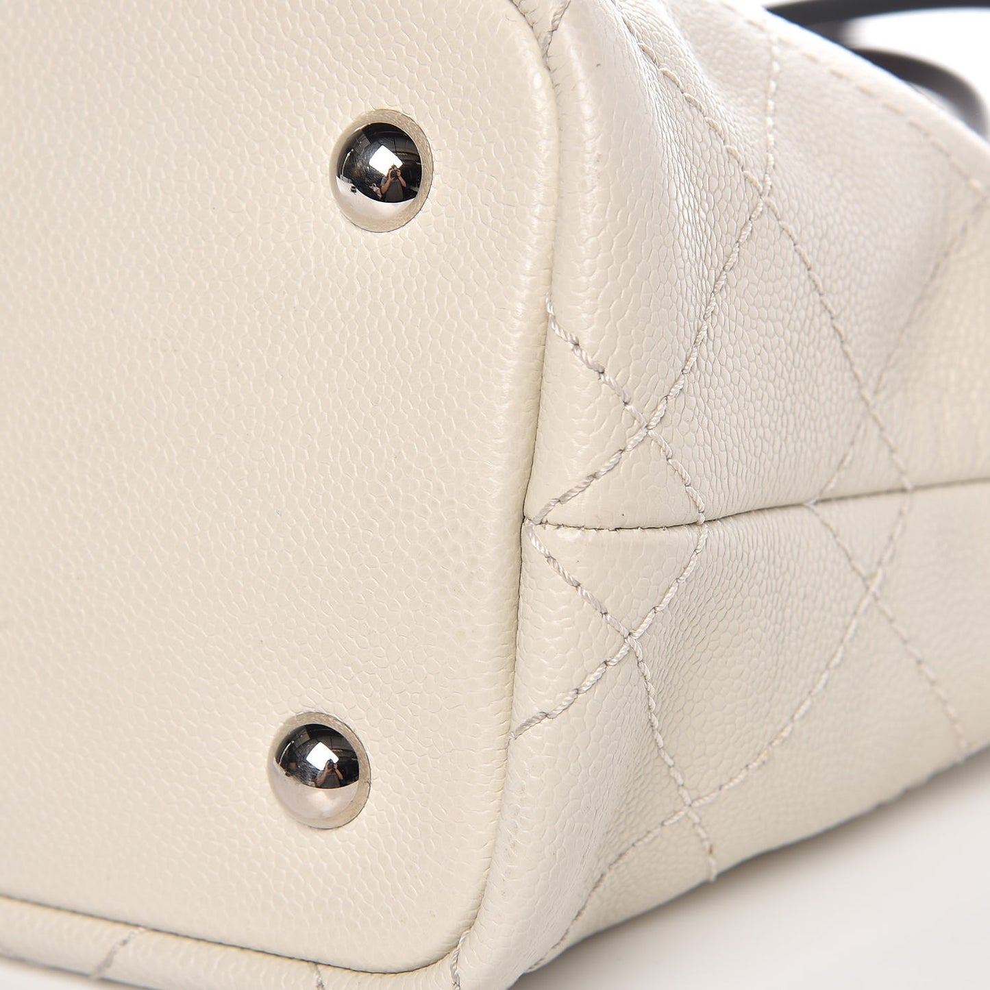 Grained Calfskin Shopping Fever Tote White