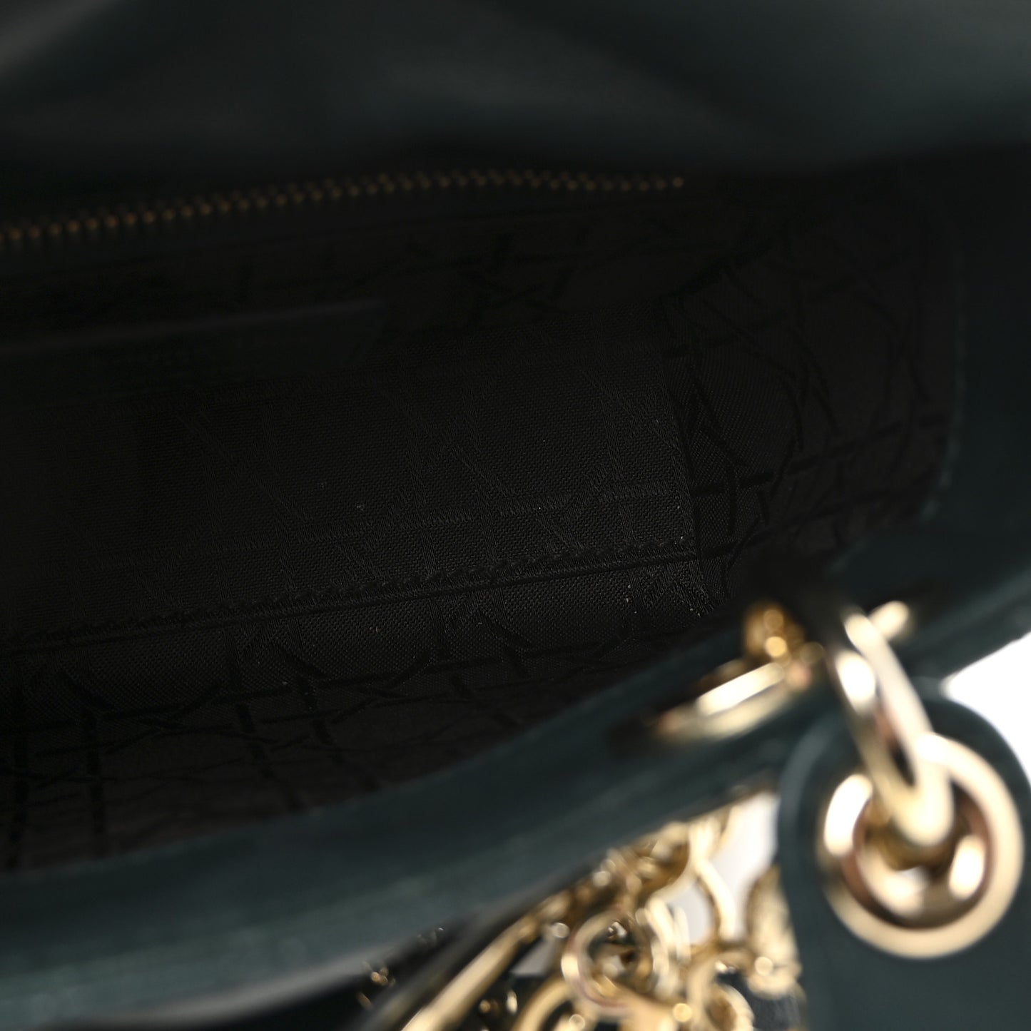 Lambskin Cannage Mini Lady Dior Dark Green