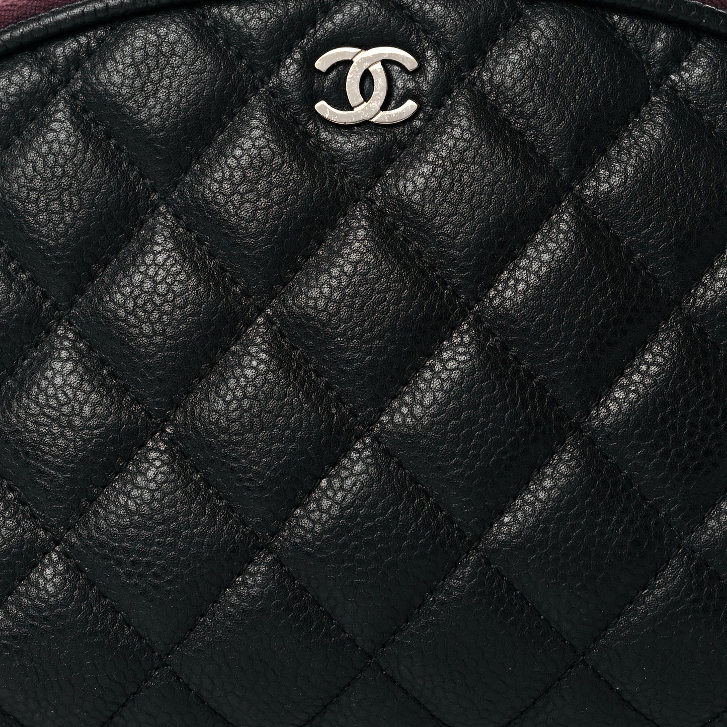Caviar Quilted Small Curvy Cosmetic Case Black