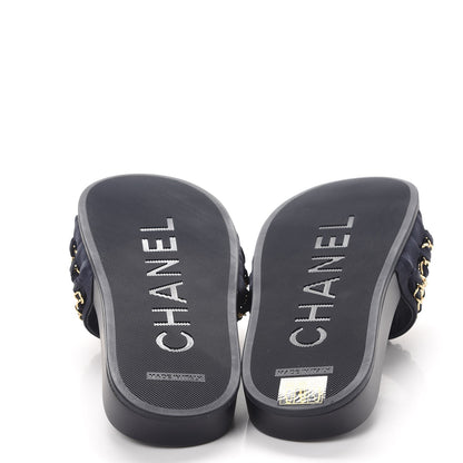 Chanel Nylon Chain Flat Sandals 36 Marine 5 of 10