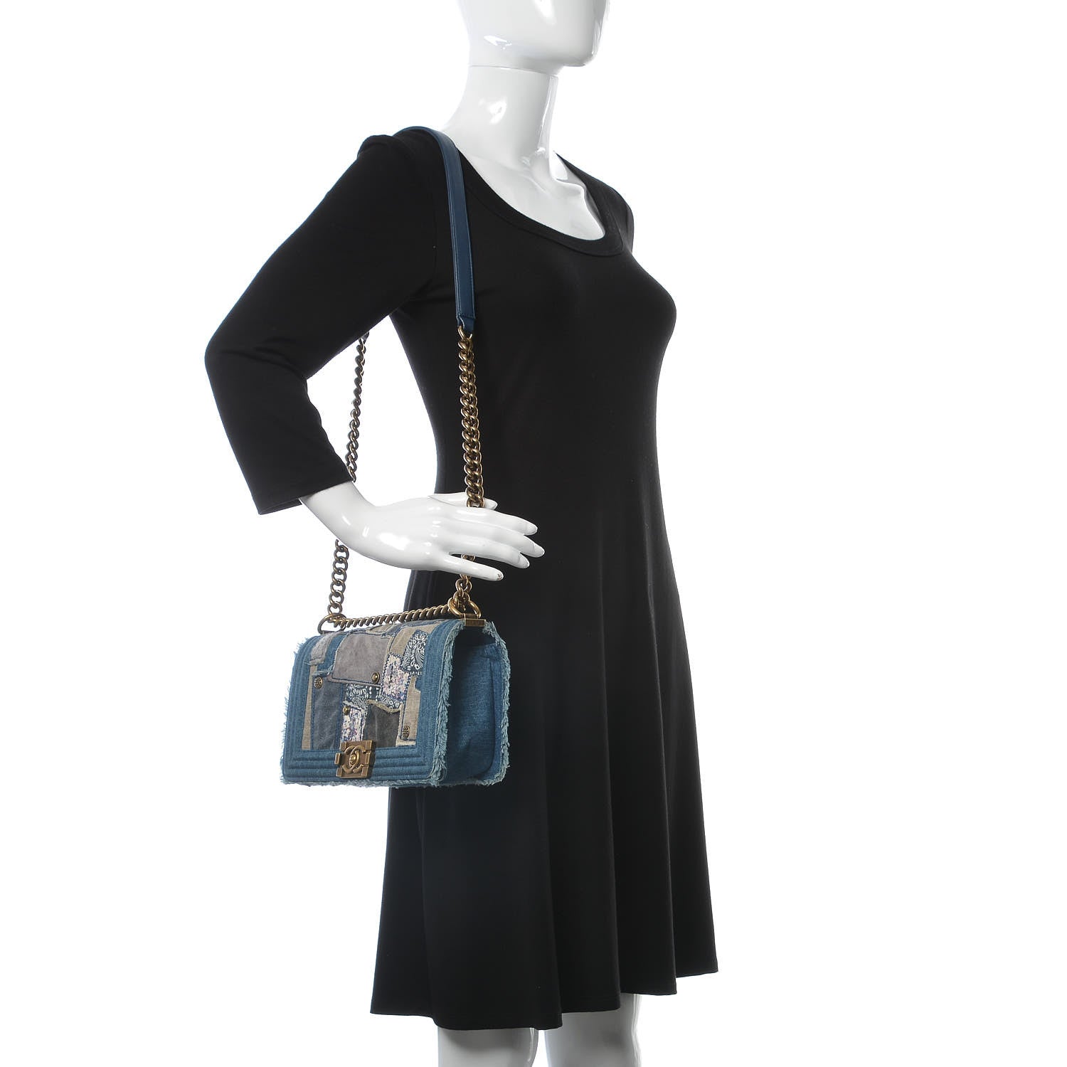 Chanel Denim Patchwork Medium Boy Flap Blue 2 of 7