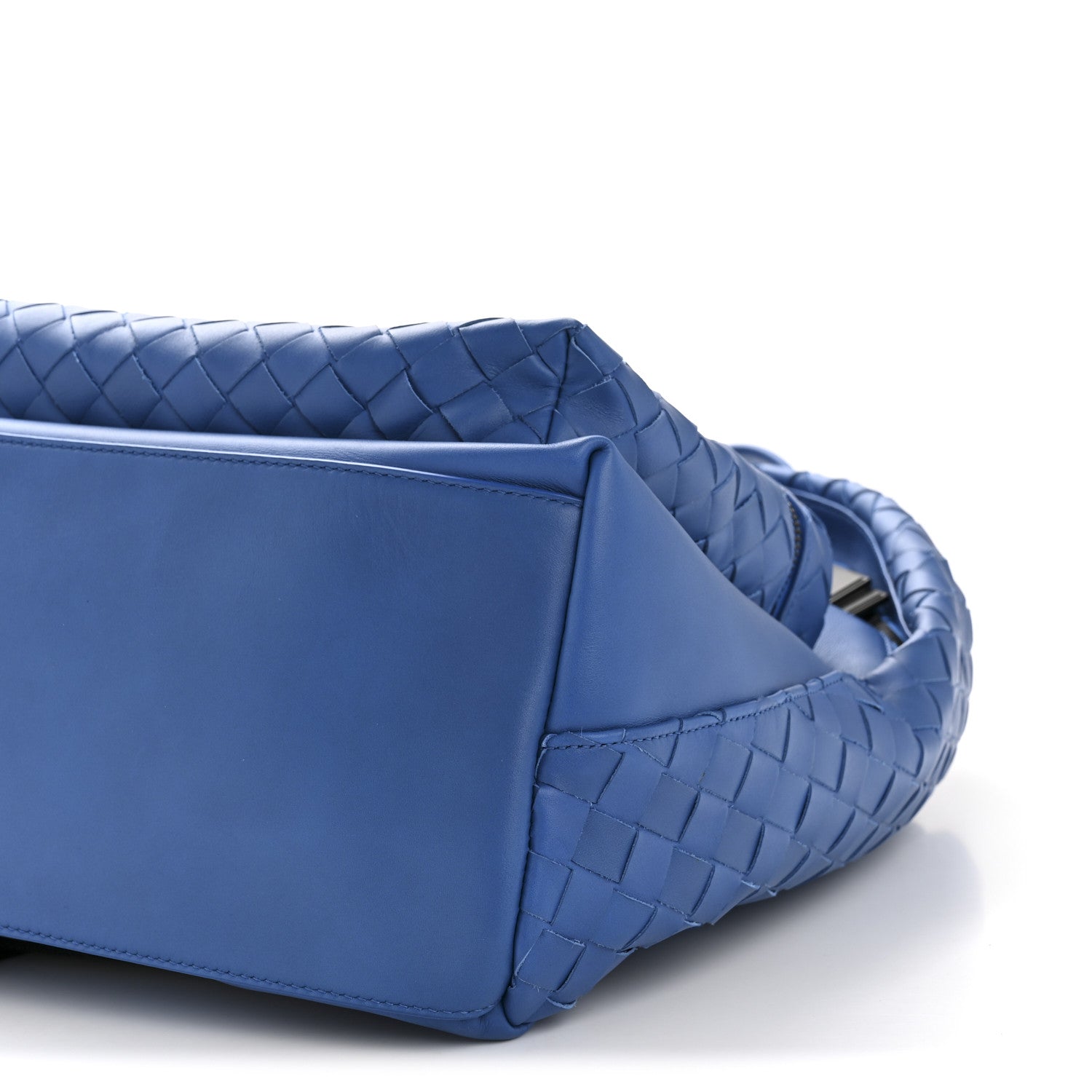 Bottega Veneta Smooth Calfskin Intrecciato Borsa Backpack Cobalt Blue 10 of 10