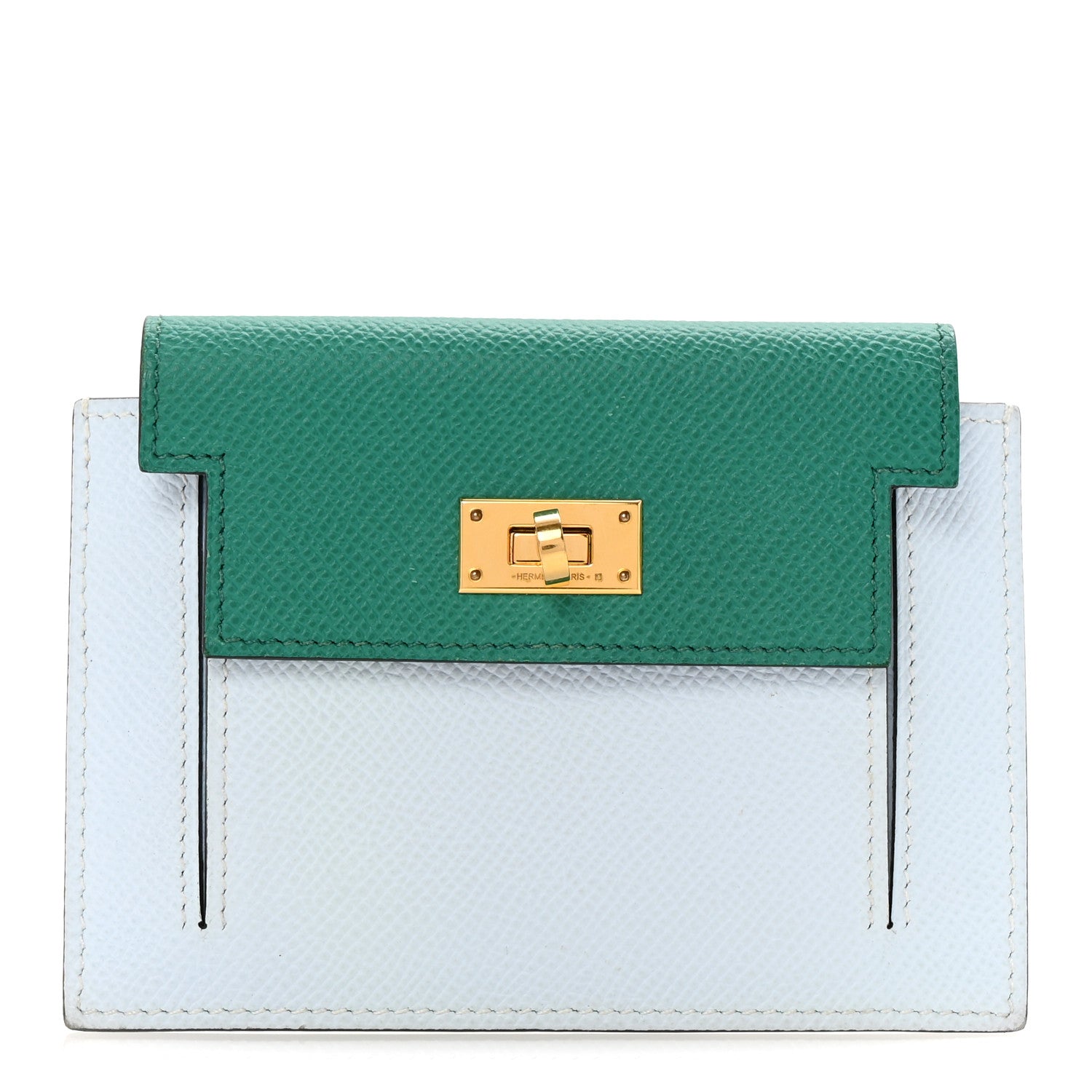 Hermes Epsom Tricolor Kelly Pocket Compact Wallet Vert Jade Bleu Brume Vert Bosphore 1 of 7
