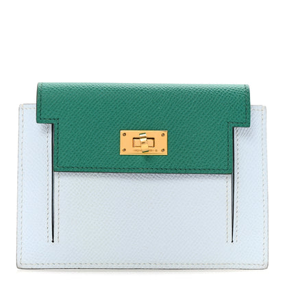 Hermes Epsom Tricolor Kelly Pocket Compact Wallet Vert Jade Bleu Brume Vert Bosphore 1 of 7