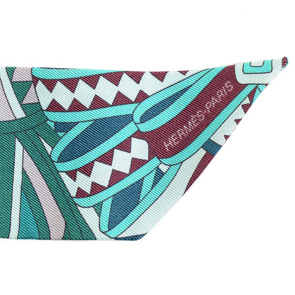 Hermes Silk Les Flots Du Cheval Twilly Turquoise 4 of 6