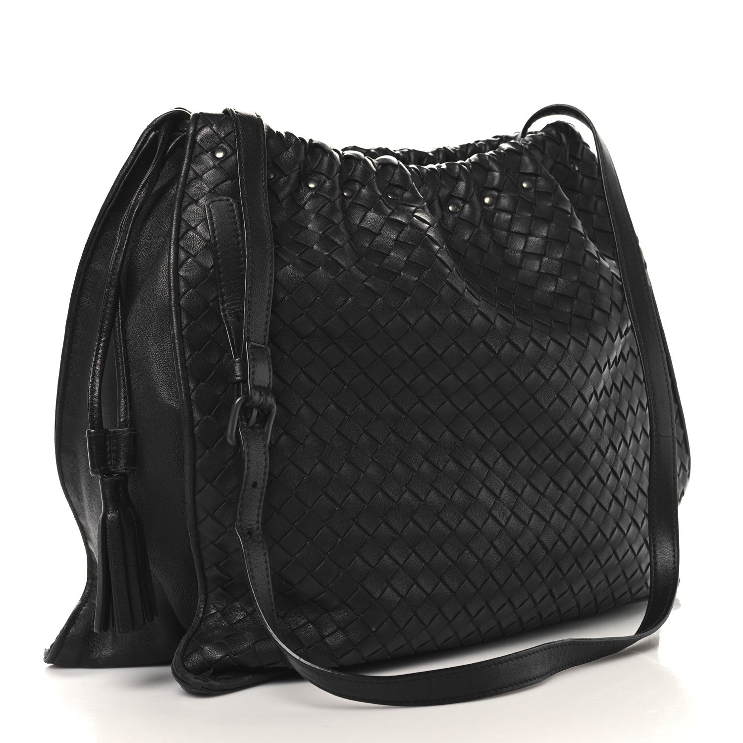 Bottega Veneta Nappa Intrecciato Medium Drawstring Tassel Tote Black 2 of 9
