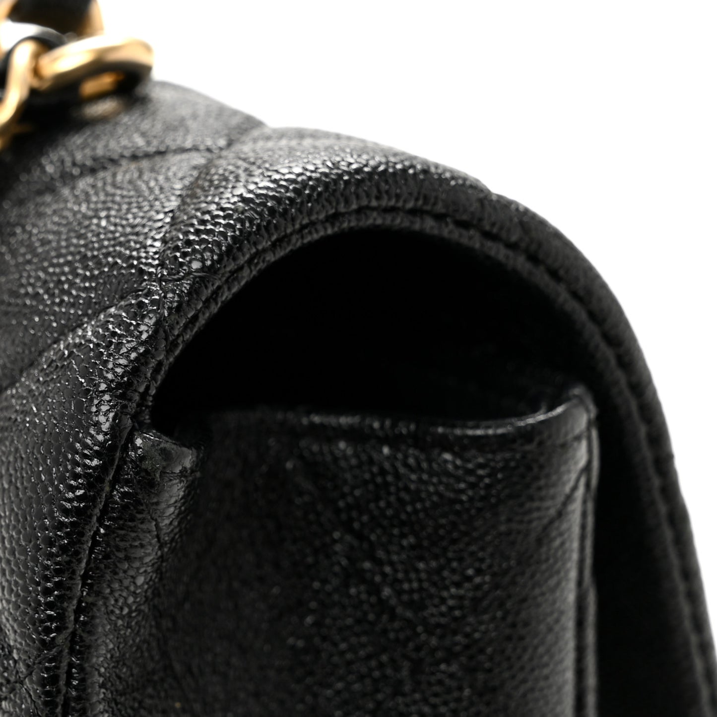Caviar Quilted Mini Top Handle Rectangular Flap Black