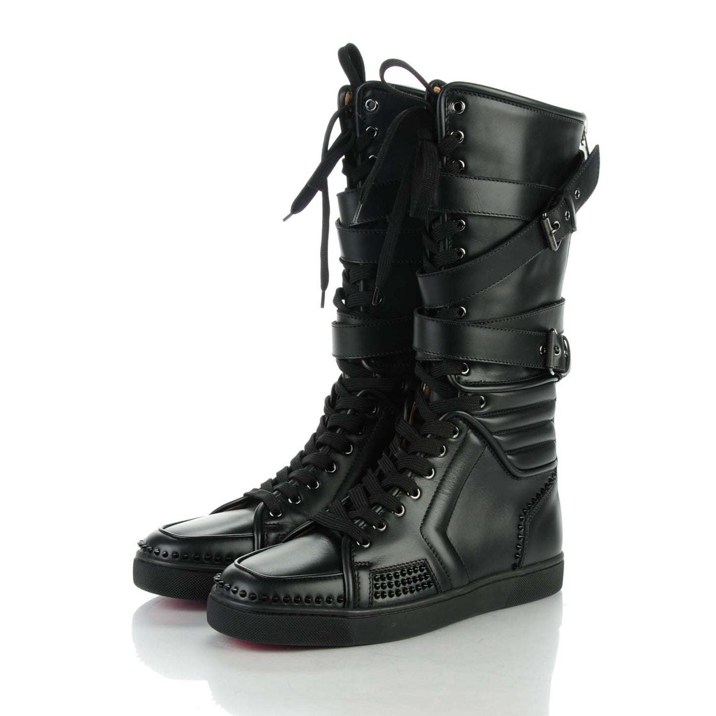 Calfskin Sporty Dude Mens Flat Boots 42.5 Black