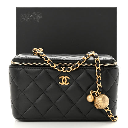 Chanel Lambskin Quilted Pearl Crush Small Vanity Case With Chain Black 13 of 13