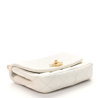 Chanel Glazed Calfskin Quilted Mini Pearl Side Flap White 4 of 11