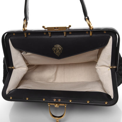 Gucci Nubuck Brocade Medium Lady Stirrup Top Handle Black 6 of 11
