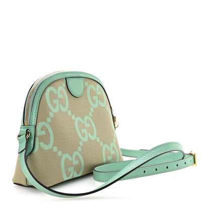 Gucci Monogram Jumbo GG Textured Dollar Calfskin Small Ophidia Dome Shoulder Bag Beige Pepperlight Mint 3 of 10