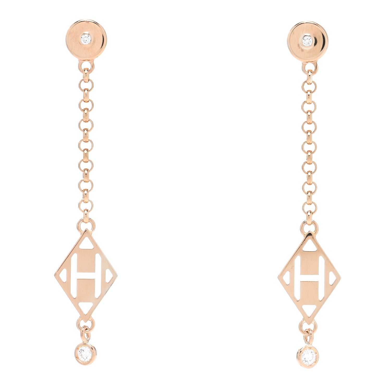 Hermes 18K Rose Gold Diamond Gambade Earrings 1 of 5