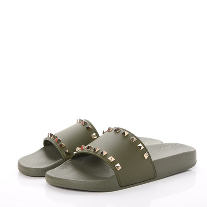 Valentino Garavani Rubber Rockstud Slide Sandals 40 Oasis 3 of 7