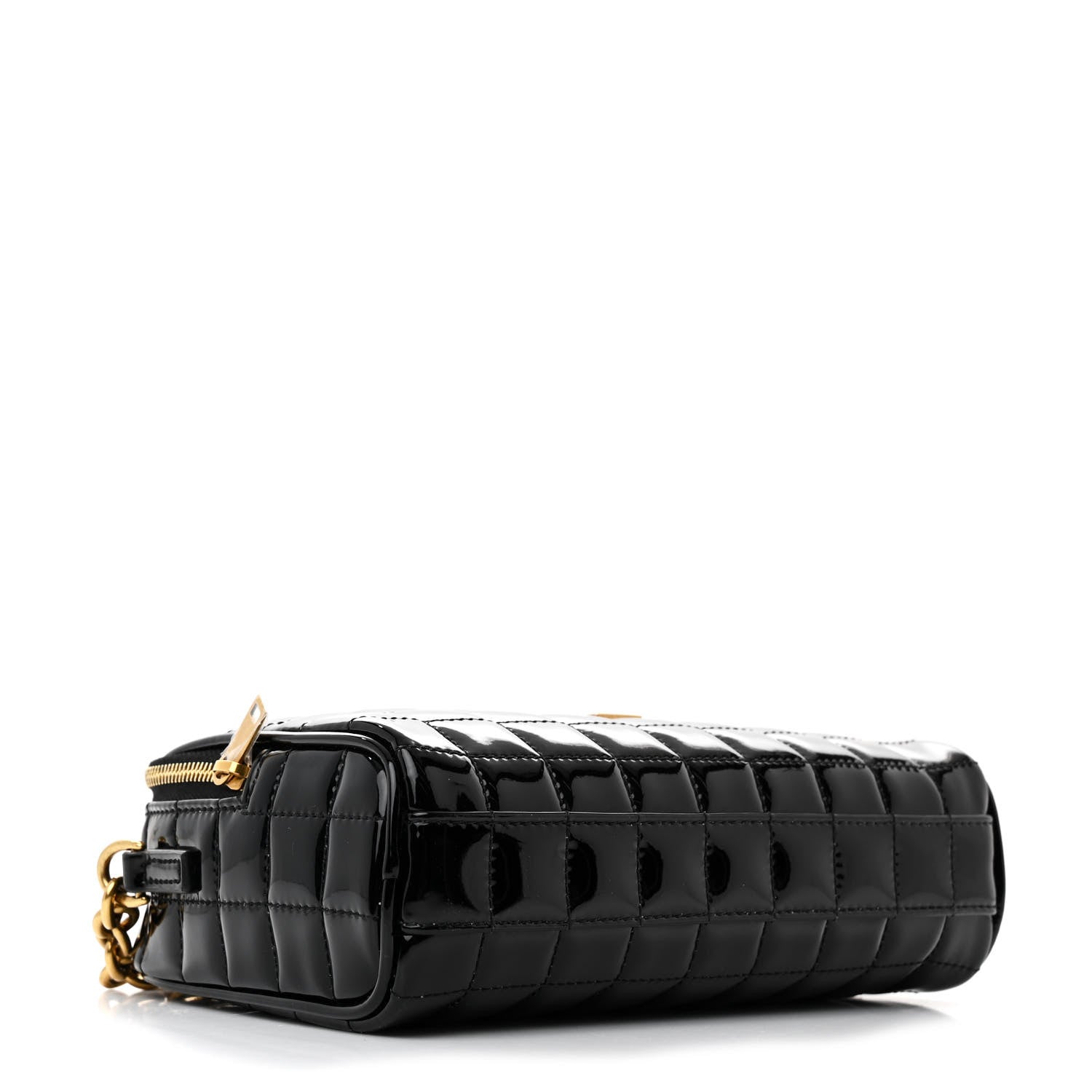 Saint Laurent Patent Calfskin Carre Quilted Cassandre Mini Camera Bag Black 4 of 10