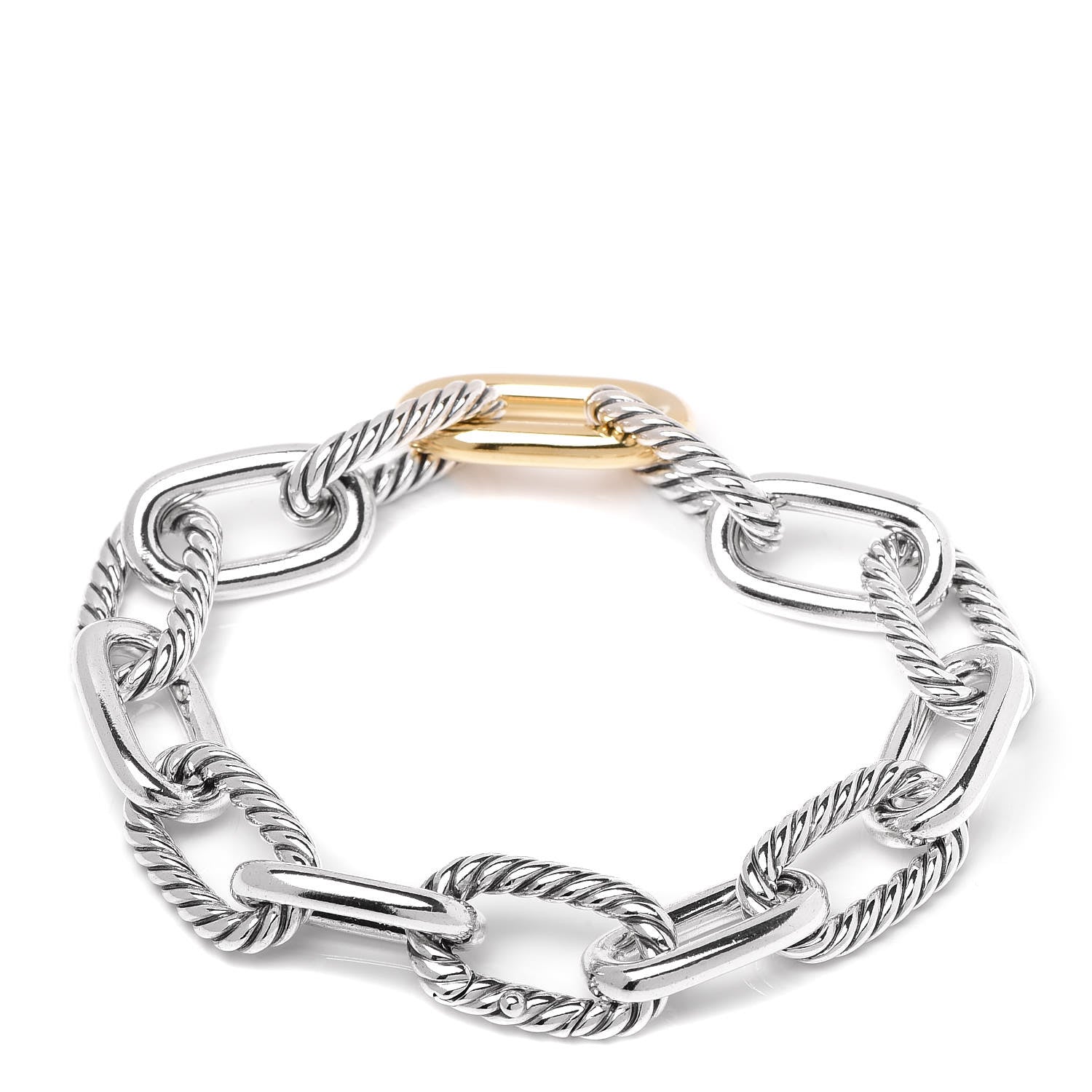 David Yurman Sterling Silver 18K Yellow Gold 11mm Madison Chain Bracelet 3 of 4