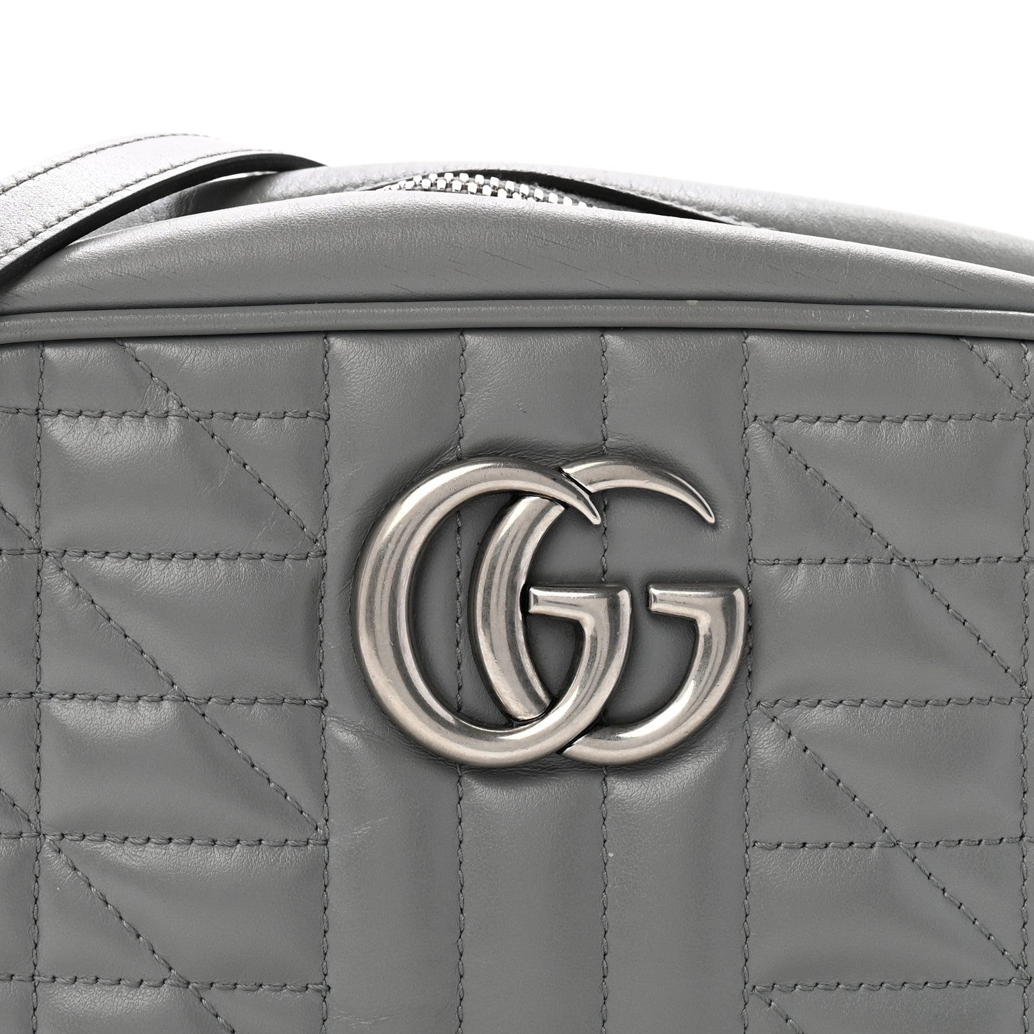 Gucci Calfskin Matelasse Aria Small GG Marmont Chain Shoulder Bag Deep Grey 8 of 13