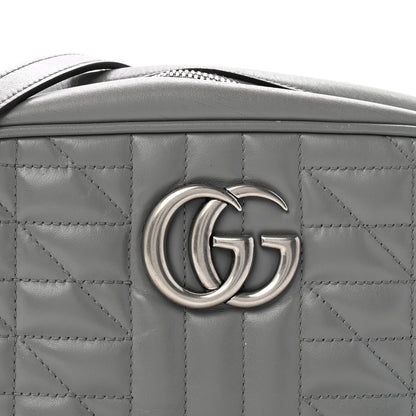 Gucci Calfskin Matelasse Aria Small GG Marmont Chain Shoulder Bag Deep Grey 8 of 13