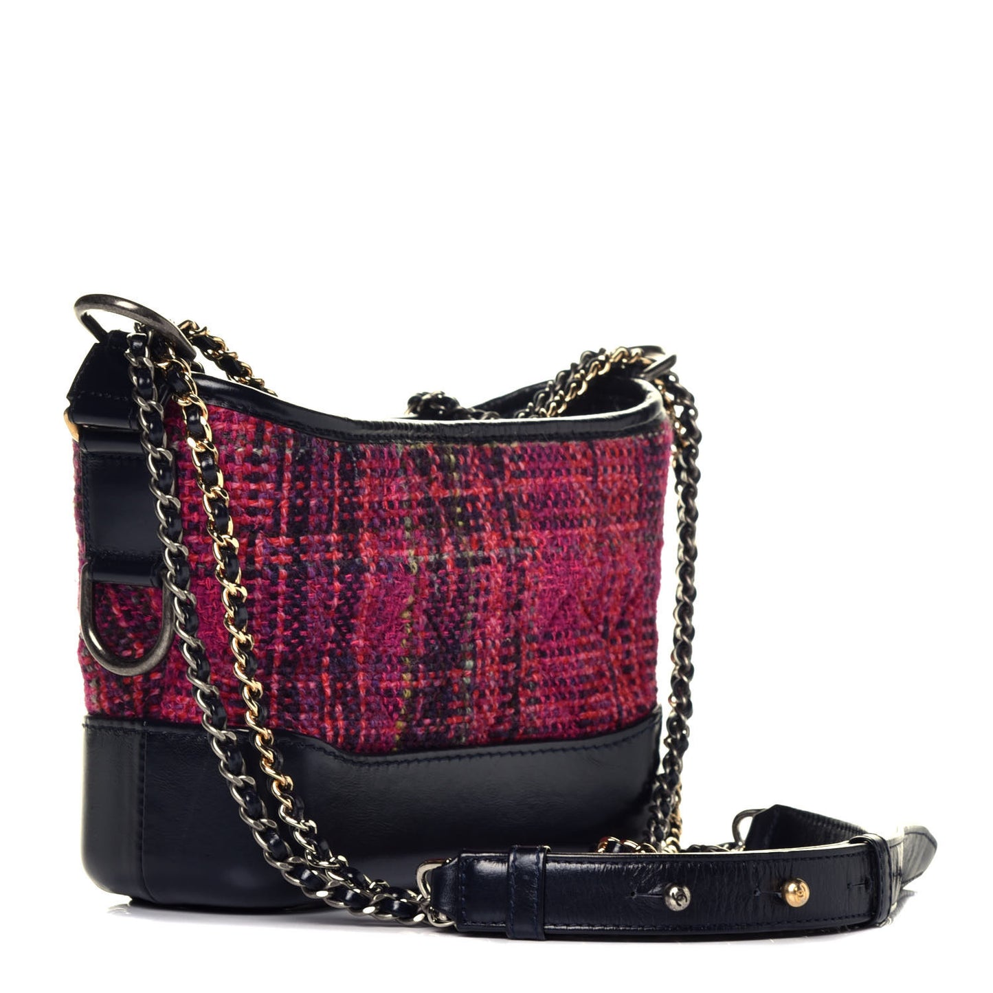Tweed Calfskin Small Gabrielle Hobo Dark Navy