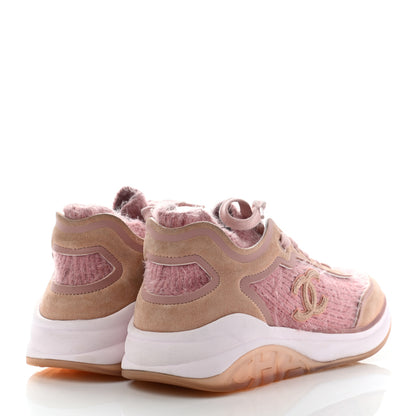Chanel Suede Calfskin Stretch Fabric CC Sneakers 39.5 Pink 4 of 11