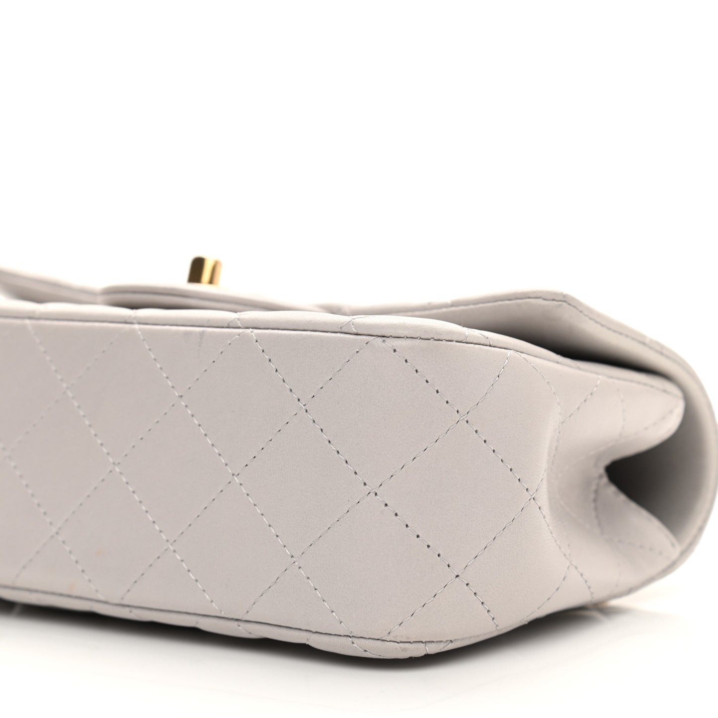 Lambskin Quilted Mini Top Handle Rectangular Flap Grey