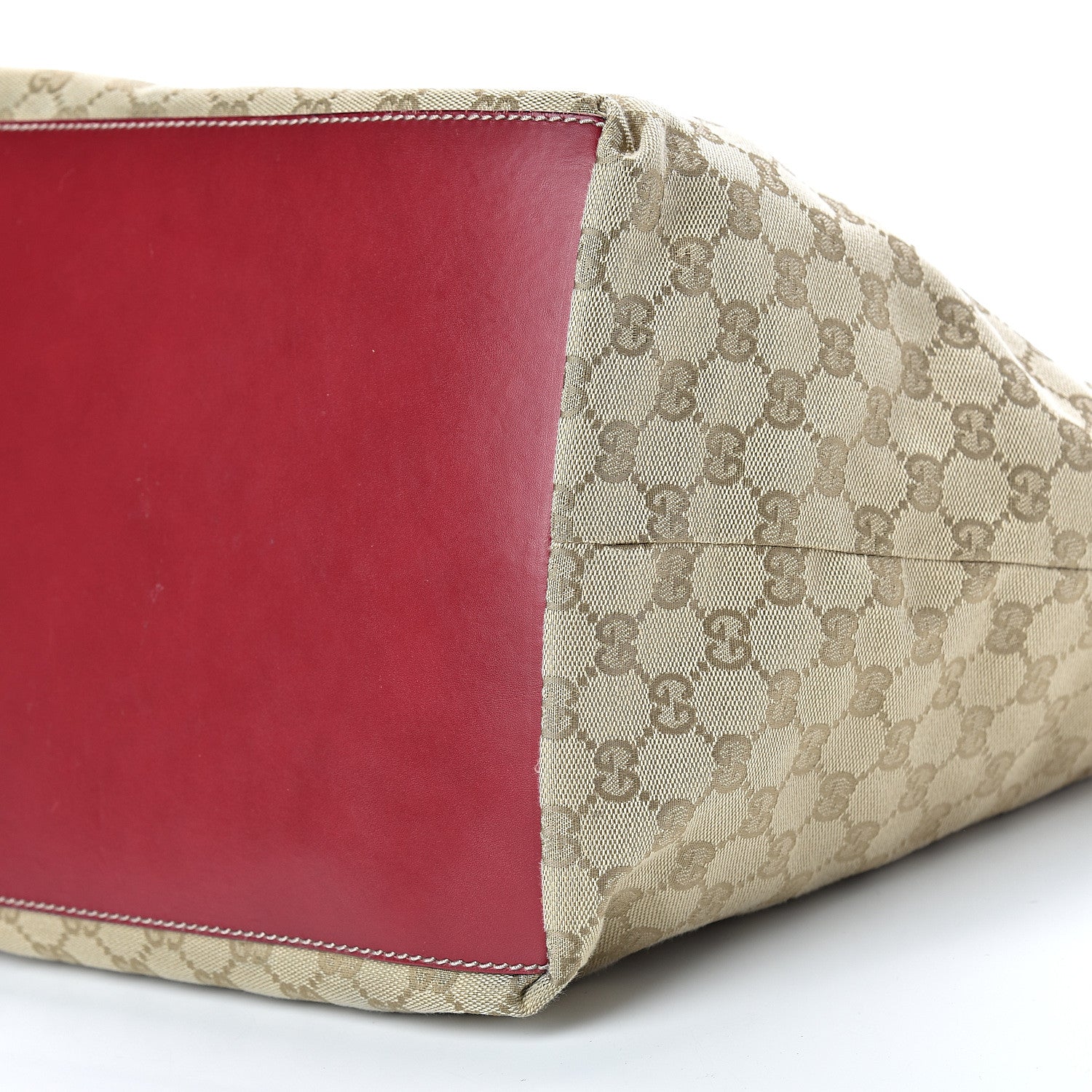 Gucci GG Monogram Large Web Handle Bucket Tote Red 10 of 14