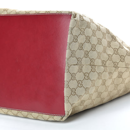 Gucci GG Monogram Large Web Handle Bucket Tote Red 10 of 14