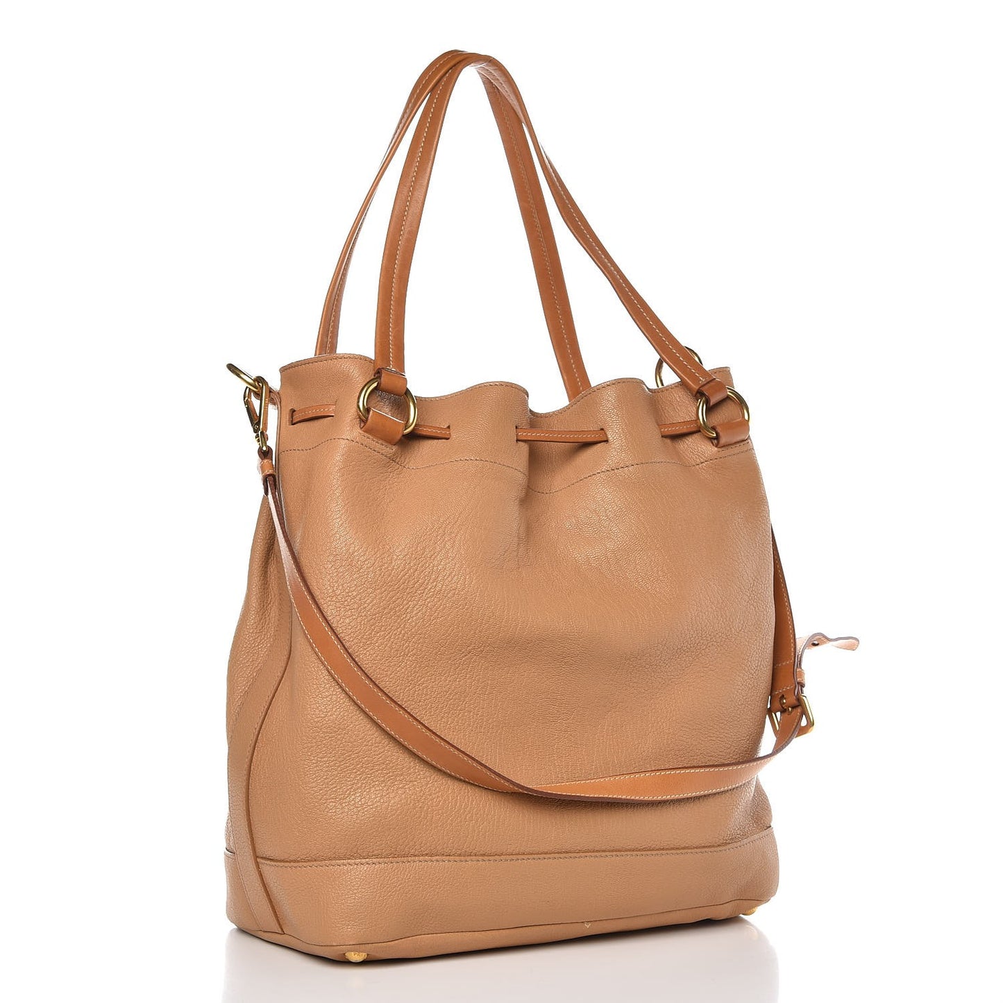 Vitello Daino Drawstring Bucket Tan