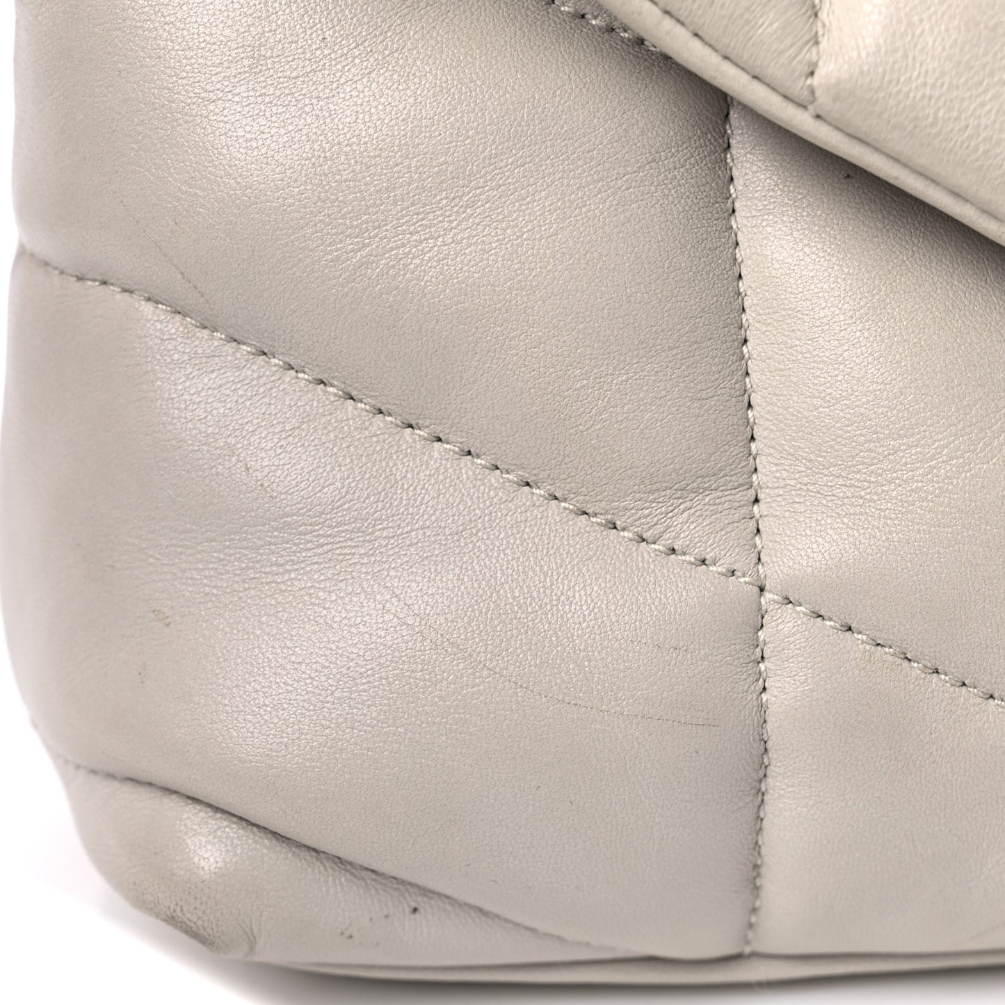 Lambskin Quilted Toy Loulou Puffer Monogram Chain Satchel Crema Soft