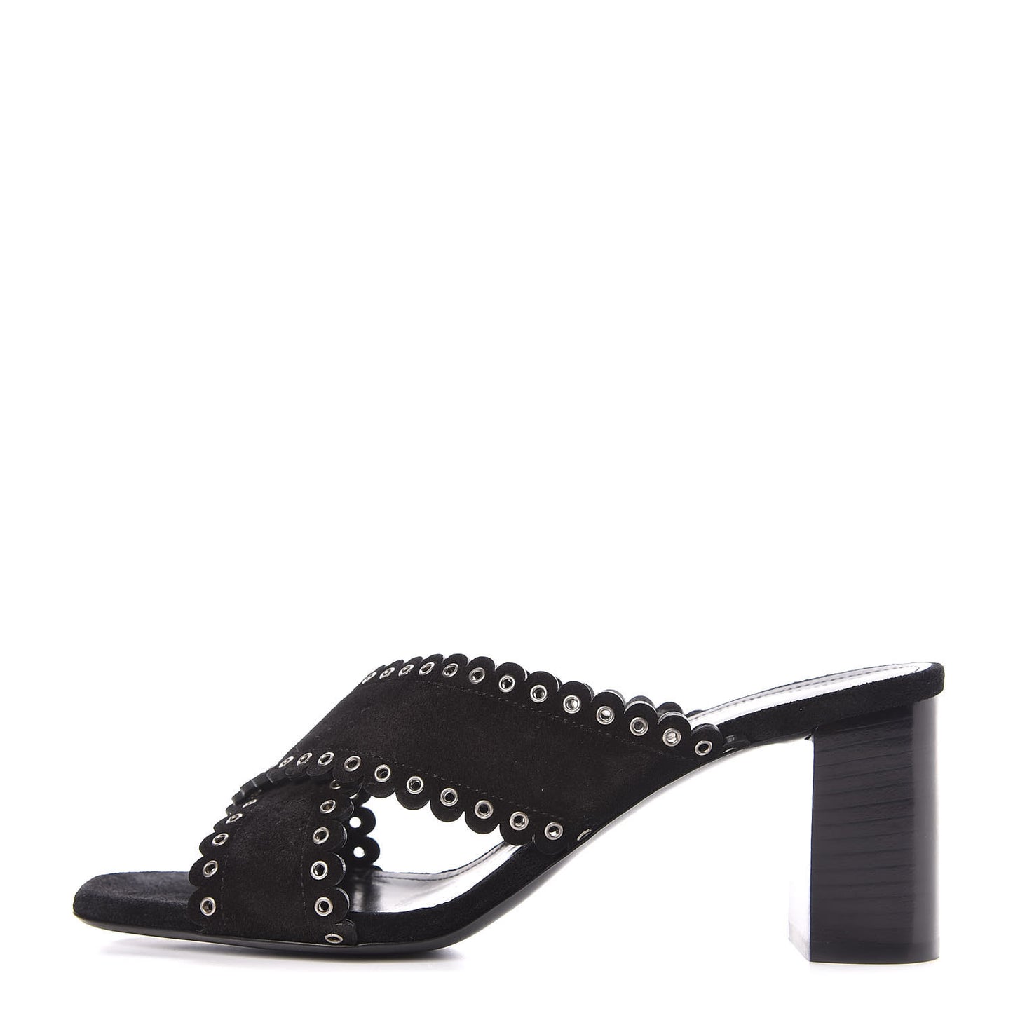 Suede Eyelet LouLou 70 Mules 38 Black