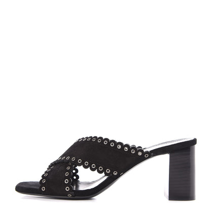 Saint Laurent Suede Eyelet LouLou 70 Mules 38 Black 1 of 9