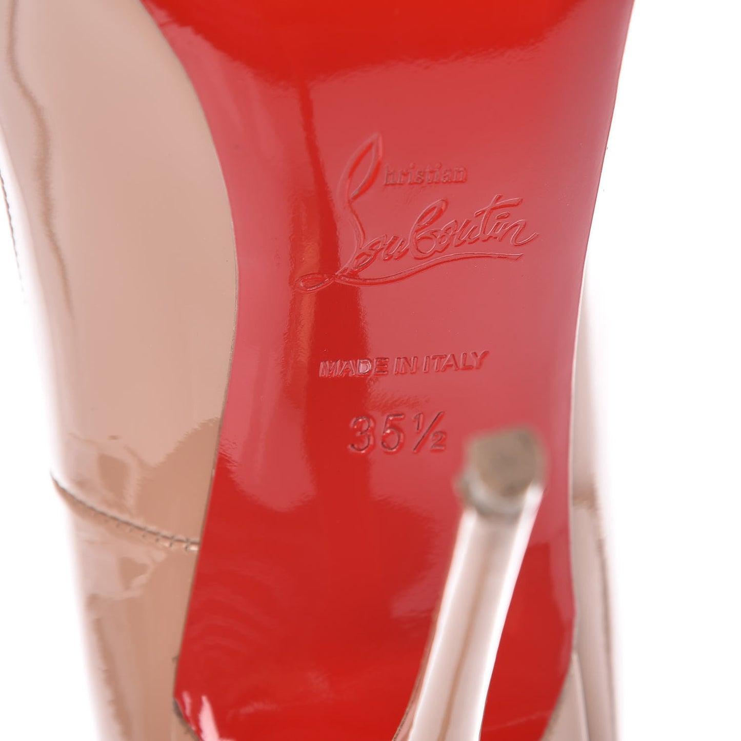 CHRISTIAN LOUBOUTIN Patent So Kate 120 Pumps 35.5 Nude