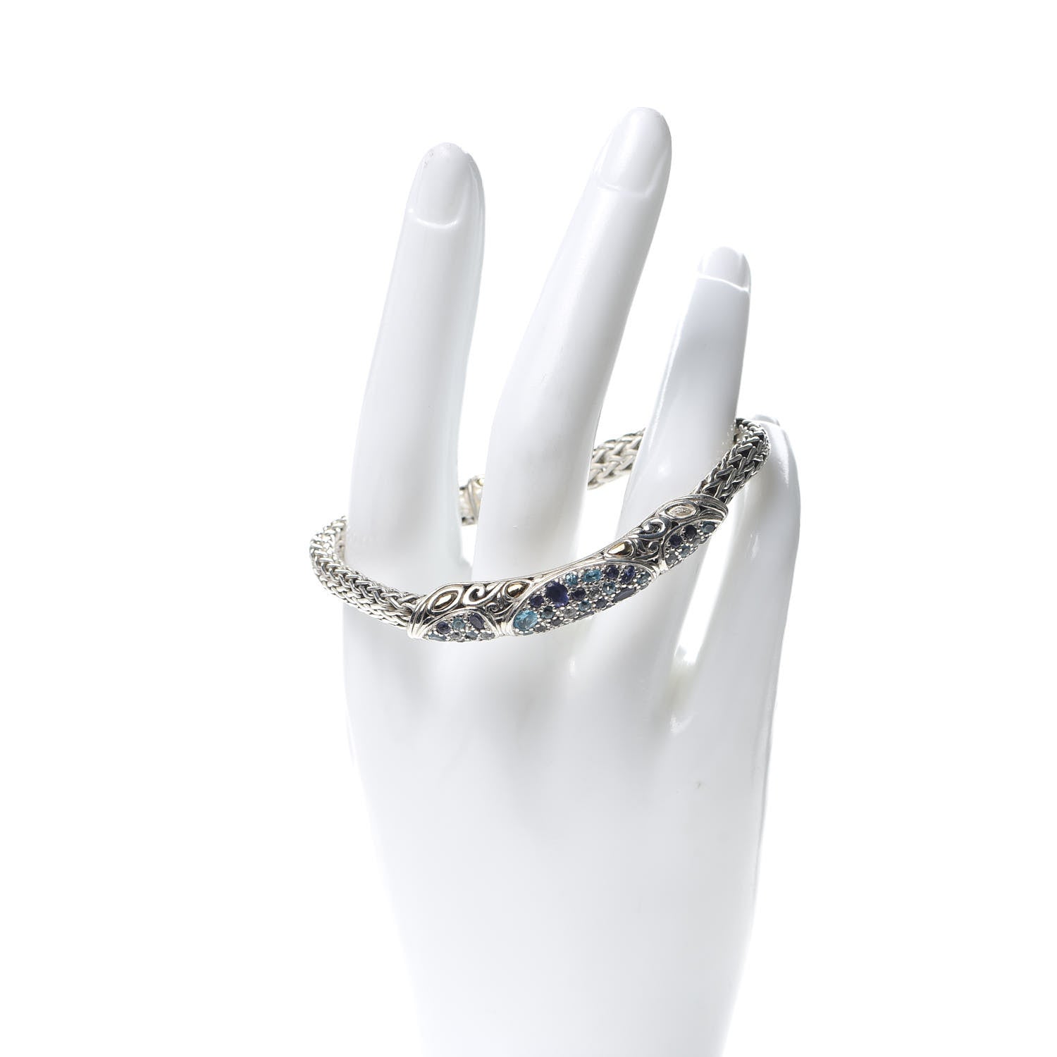 John Hardy Sterling Silver Blue Topaz Amethyst Quartz Classic Chain Bracelet 2 of 6