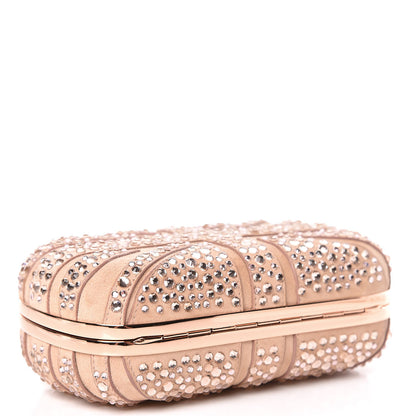 Alexander McQueen Suede Crystal Britannia Skull Box Clutch Pink 4 of 9