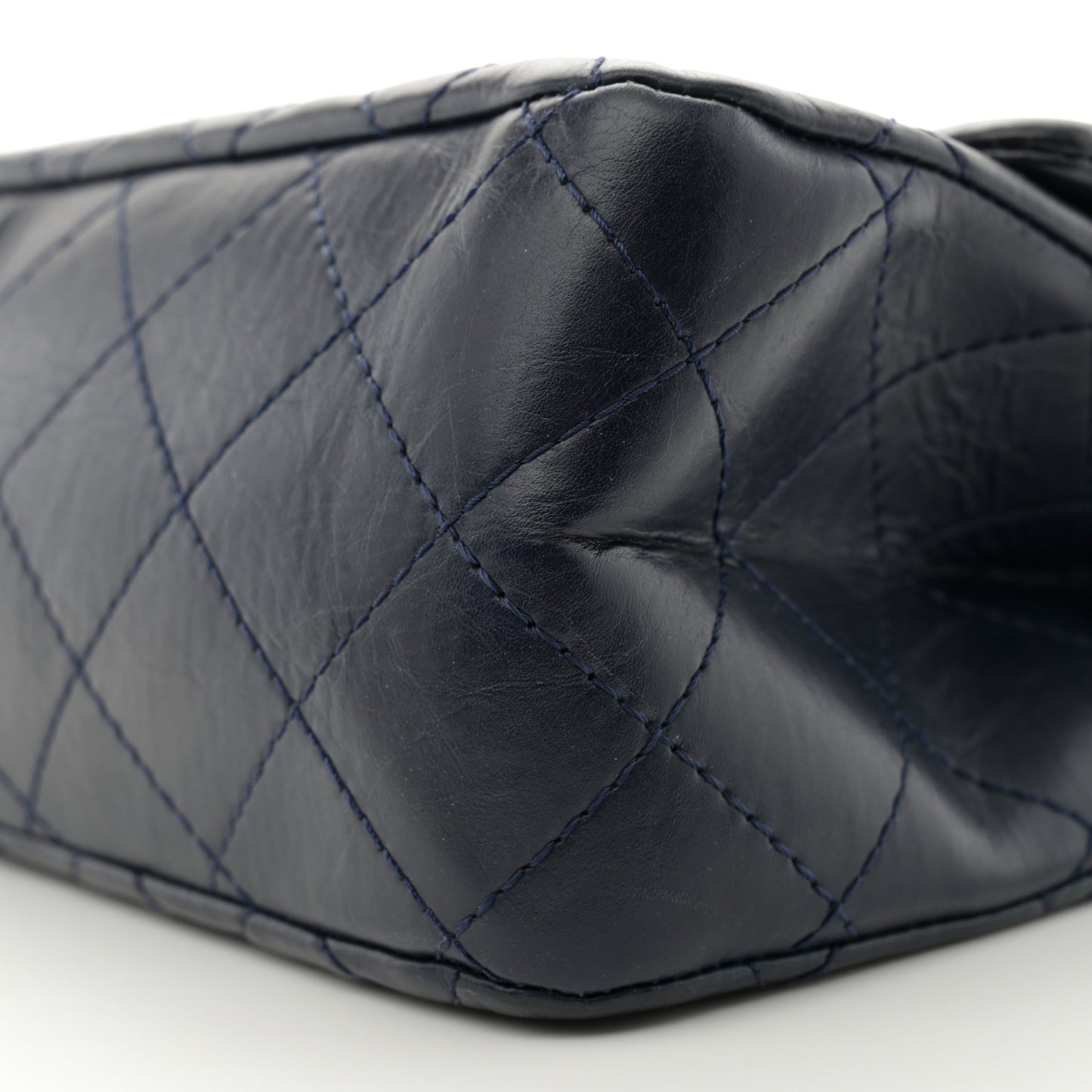 Aged Calfskin Quilted 2.55 Reissue 227 Flap Navy Blue