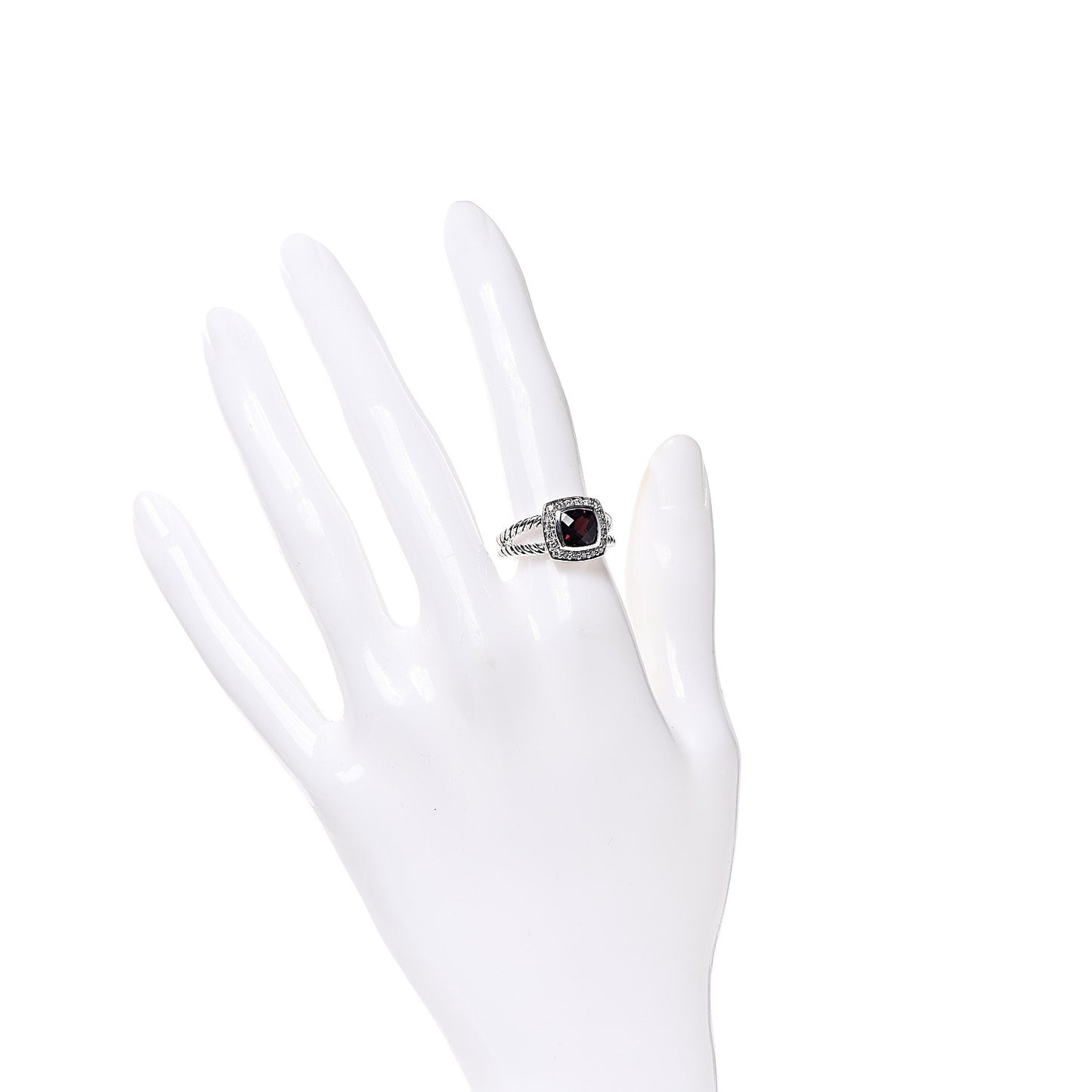 Sterling Silver Diamond Garnet 7mm Petite Albion Ring 52 6