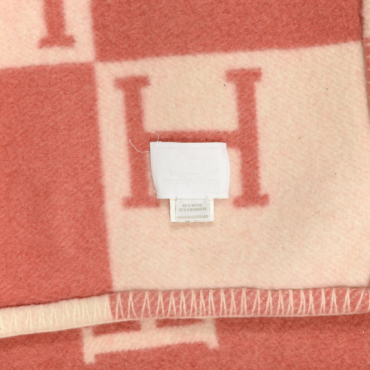 Hermes Wool Cashmere Avalon Baby Blanket Rose Airelle White 2 of 4