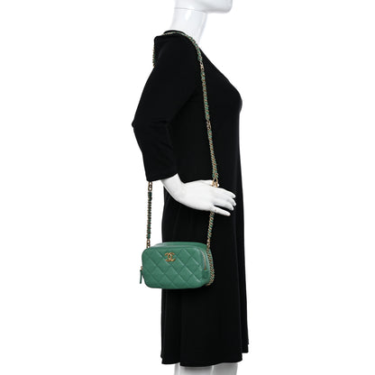 Chanel Caviar Quilted Mini CC You Camera Case Dark Green 2 of 11