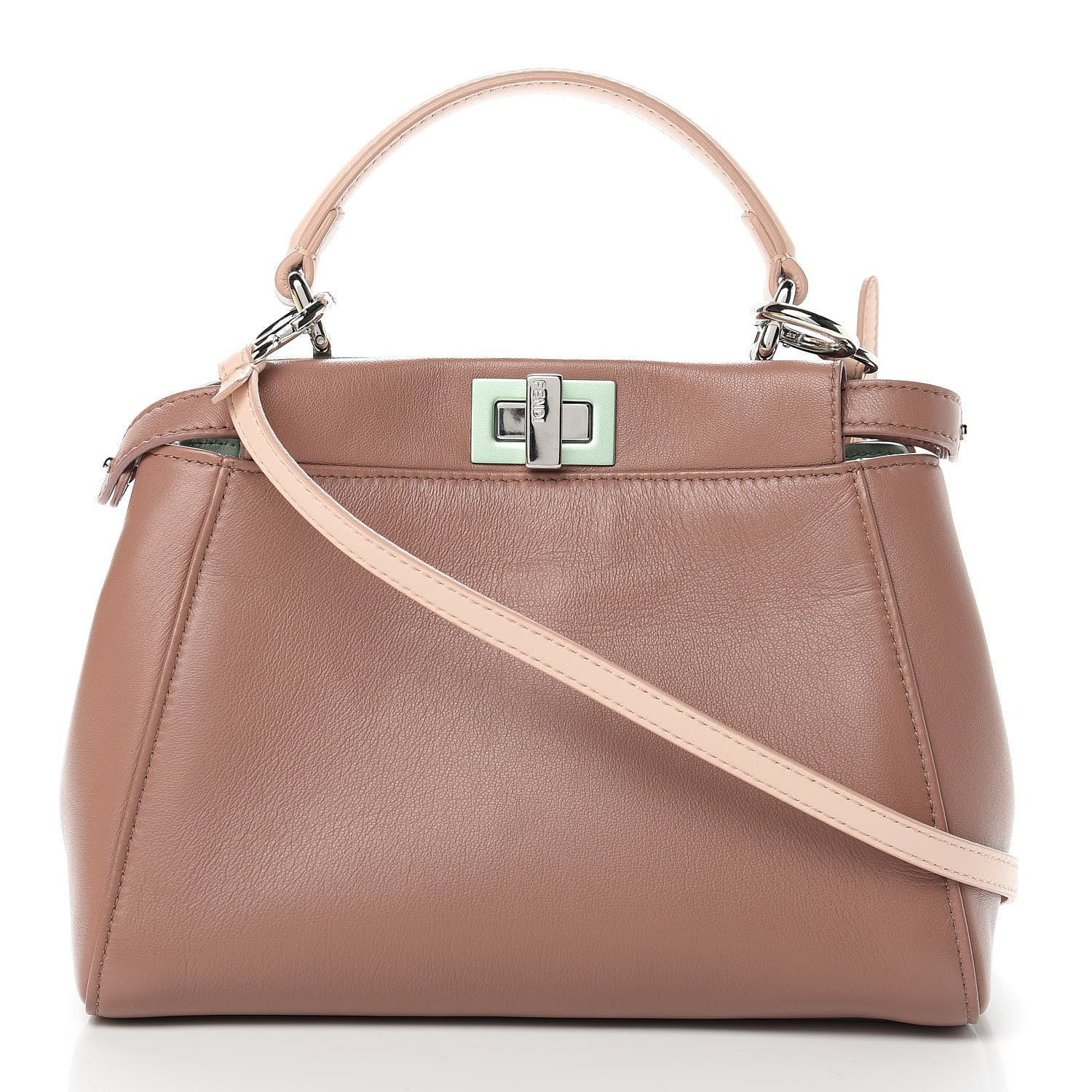 Fendi Nappa Colorblock Mini Peekaboo Iconic Satchel English Rose Plaster Oxigen 4 of 15
