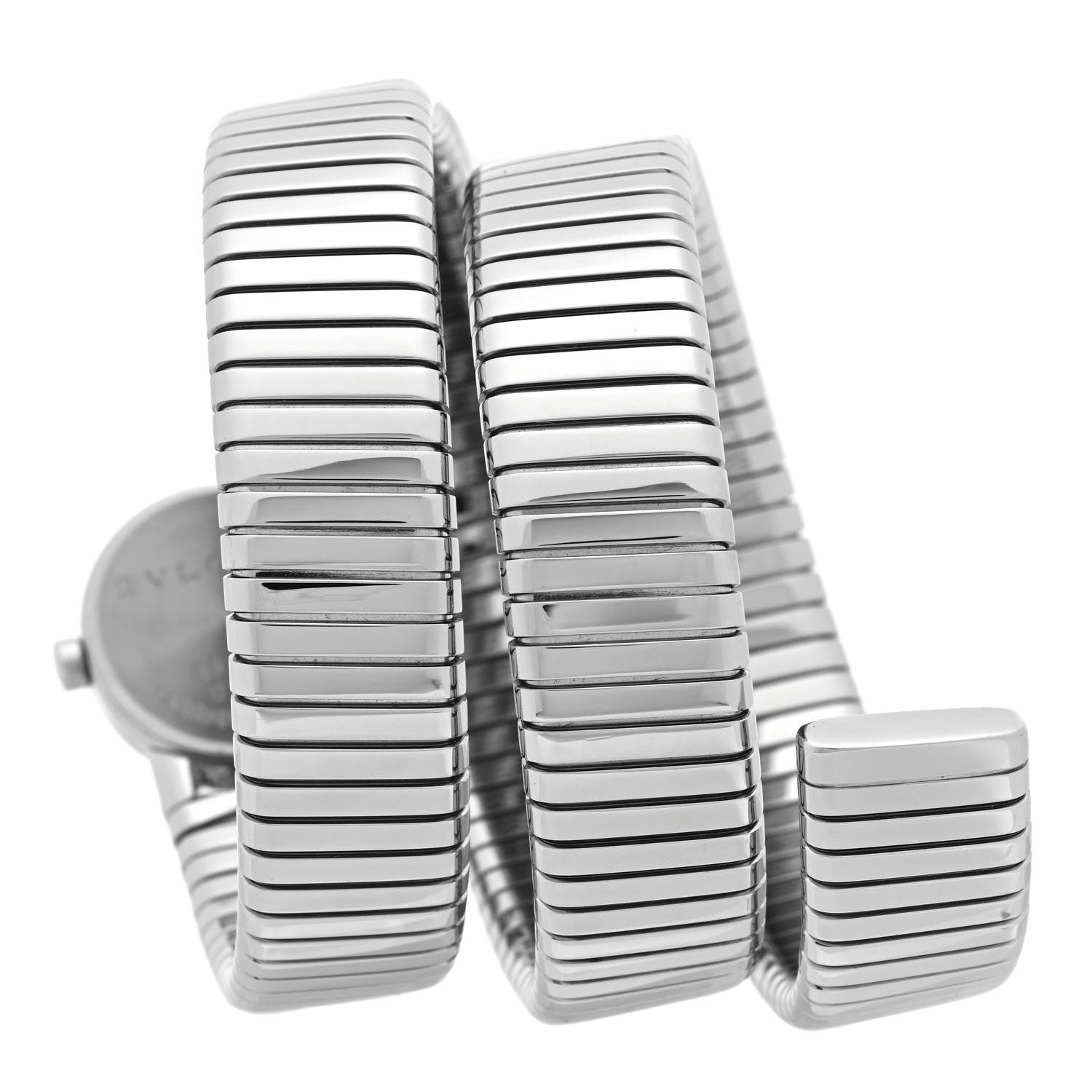 Bulgari Stainless Steel 19mm Tubogas Double Spiral Quartz Watch Black 3 of 5