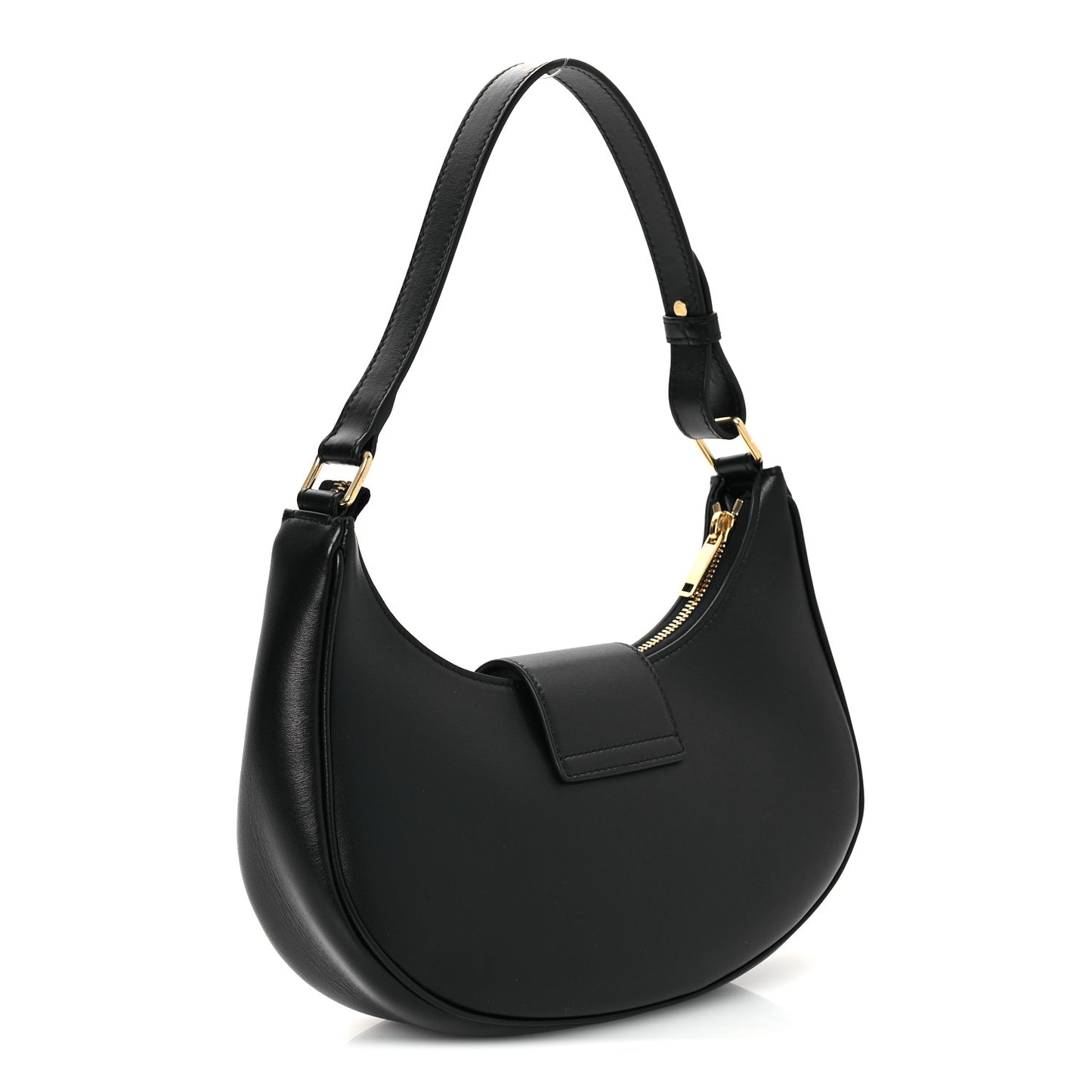 Smooth Calfskin Medium Strap Ava Triomphe Shoulder Bag Black