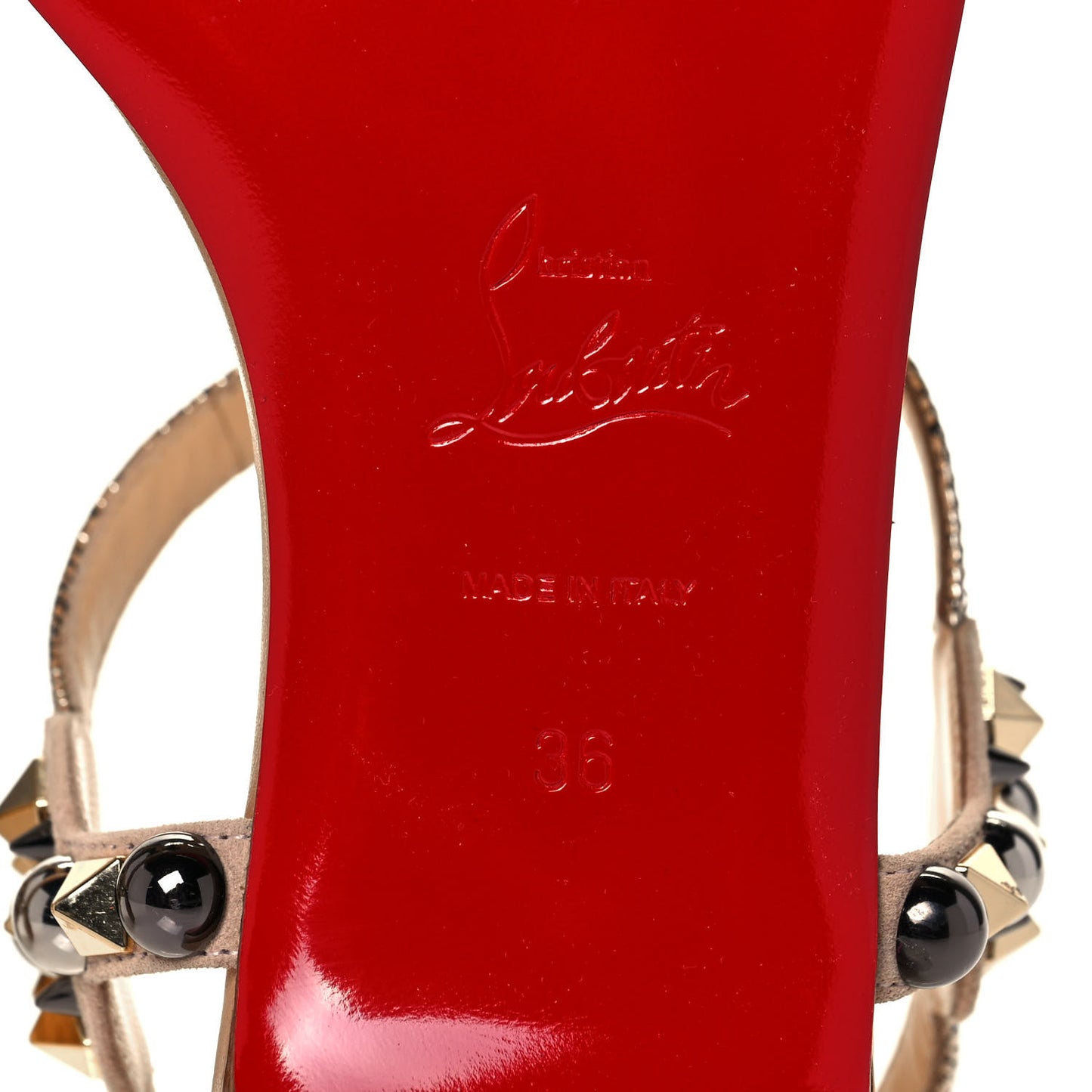 Studded Lame Metallic Patent Kaleitop T-Strap Sandals 36 Doudou