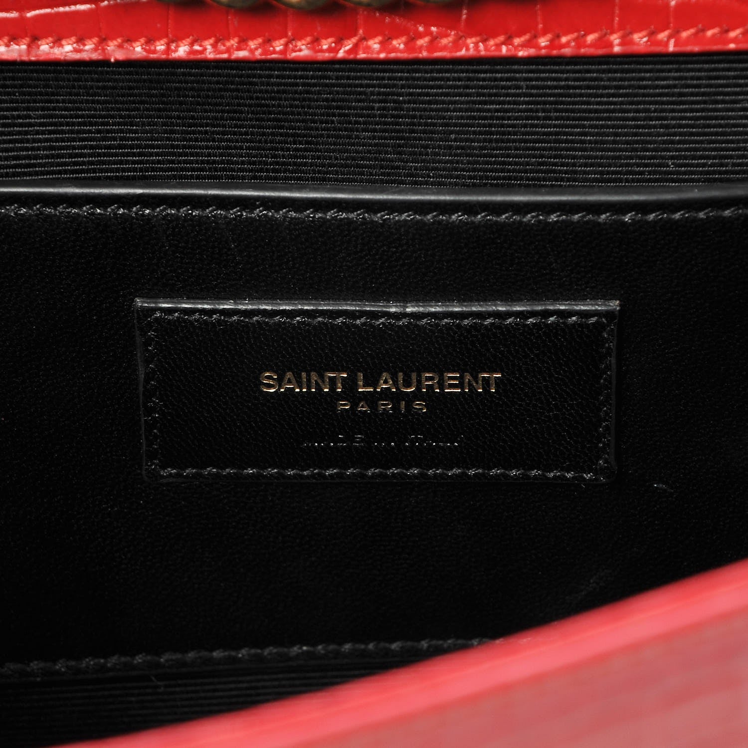 Saint Laurent Calfskin Crocodile Embossed Medium Classic Monogram Kate Tassel Satchel New Red 6 of 6
