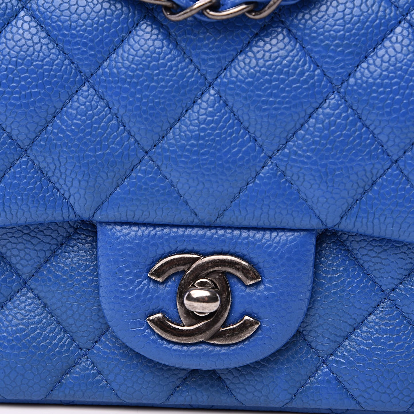 Caviar Quilted Mini Square Flap Blue